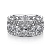 14k White Gold 1.11ctw Diamond Three Row Ring