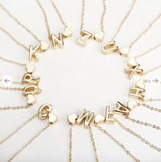 Buy Peach Heart Shaped letter necklace & chain