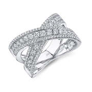 A 14K White Gold Crossover Style Wedding Band 