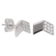 Deutsch Signature Chevron Diamond and Polished Gold Stud Earrings