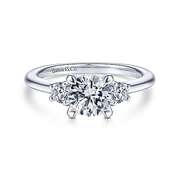 14k White Gold Sanaa Collection 3 Stone Semi-Mount Ring