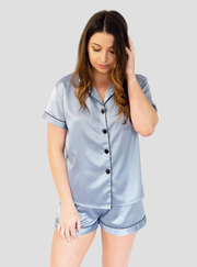 Dreamy Comfort: Dusty Blue PJ Set by Bridal Robes 