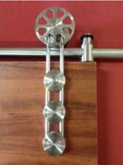 The lightweight Satin brass barn door hardware 