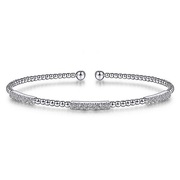 14K White Gold .46Ctw Diamond Bujukan Bead Cuff Bracelet