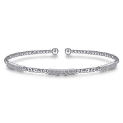 14K White Gold .46Ctw Diamond Bujukan Bead Cuff Bracelet